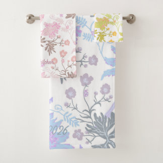 Ouderwetse Pastelkleurige Wilde Bloem Bloem Bad Ha Handdoek