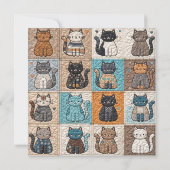 Ouderwetse Patchwork Cat Quilt Kaart (Achterkant)