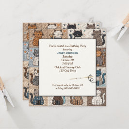 Ouderwetse Patchwork Cat Quilt Kaart