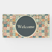 Ouderwetse, patchwork gestikte look spandoek (Horizontaal)