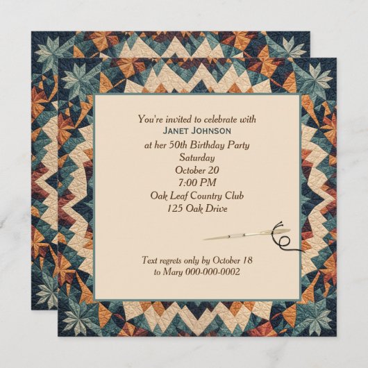 Ouderwetse Patchwork Kaleidoscope Quilt Pattern Kaart (Voorkant / Achterkant)