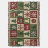 Ouderwetse, patchwork quilted look rustische Kerst Deken (Voorkant Verticaal)