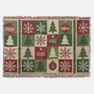 Ouderwetse, patchwork quilted look rustische Kerst Deken