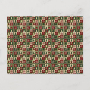 Ouderwetse, patchwork quilted look rustische Kerst Feestdagenkaart