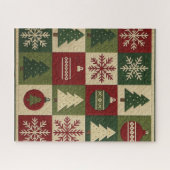 Ouderwetse, patchwork quilted look rustische Kerst Legpuzzel (Horizontaal)