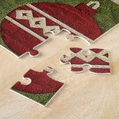 Ouderwetse, patchwork quilted look rustische Kerst Legpuzzel (Zijkant)