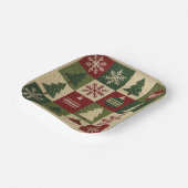 Ouderwetse, patchwork quilted look rustische Kerst Papieren Bordje (Gebogen)
