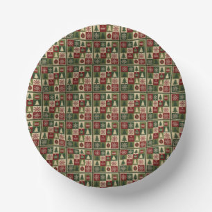 Ouderwetse, patchwork quilted look rustische Kerst Papieren Kommen