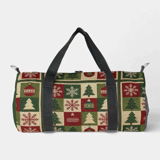 Ouderwetse, patchwork quilted look rustische Kerst Plunjezak (Voorkant)