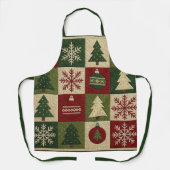 Ouderwetse, patchwork quilted look rustische Kerst Schort (Voorkant)