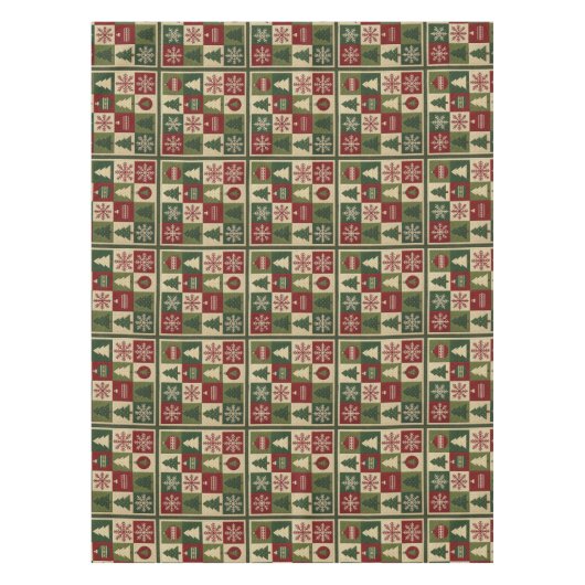 Ouderwetse, patchwork quilted look rustische Kerst Tafelkleed (Voorkant)