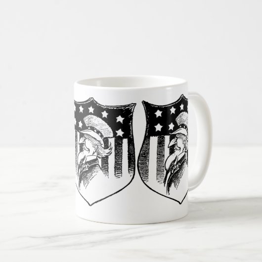 Ouderwetse patriotische Oom Sam en Amerikaanse vla Koffiemok (Voorkant rechts)