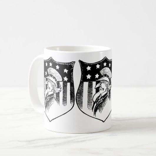 Ouderwetse patriotische Oom Sam en Amerikaanse vla Koffiemok (Voorkant links)
