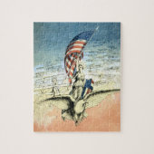 Ouderwetse Patriottisch, Dame, Adelaar met Amerika Legpuzzel (Verticaal)