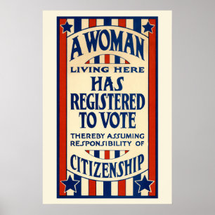 Ouderwetse Patriottisch, Een vrouw is geregistreer Poster