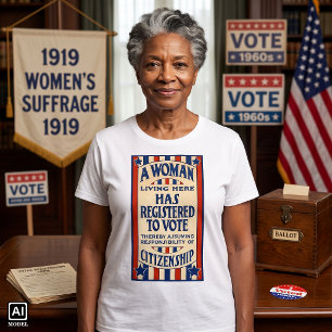 Ouderwetse Patriottisch, Een vrouw is ingeschreven T-shirt