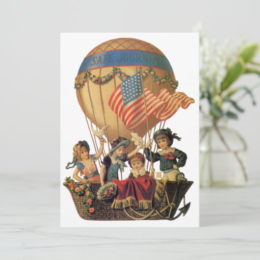 Ouderwetse Patriottisch, Heet Luchtballon Kinderfe Kaart (Staand voorkant)