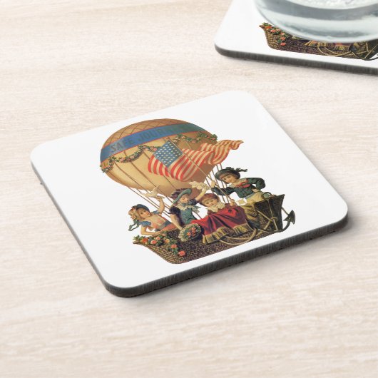 Ouderwetse Patriottisch, Kinderen in een Heet Luch Bier Onderzetter (Linkerzijde)