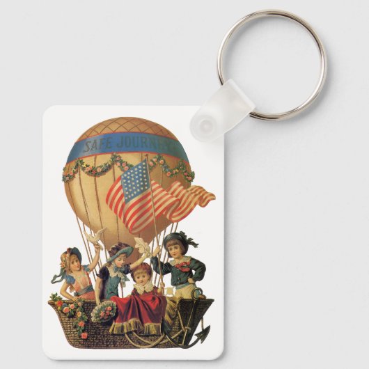 Ouderwetse patriottisch, kinderen in een luchtball sleutelhanger (Achterkant)