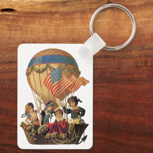 Ouderwetse patriottisch, kinderen in een luchtball sleutelhanger (Achterkant)