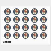 Ouderwetse Patriottisch, Trommels met Muzieknoden Ronde Sticker (Vel)