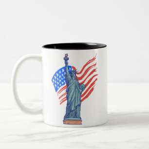 Ouderwetse patriottische 4 juli-ontwerp tweekleurige koffiemok
