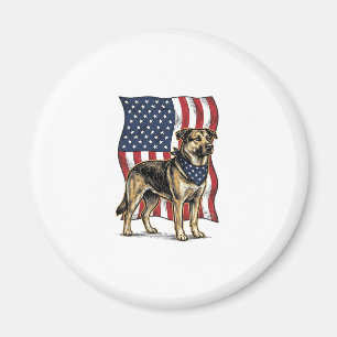 Ouderwetse Patriottische Hond Vlag Vector T-shirt  Magneet