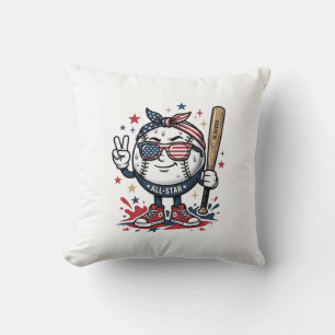 Ouderwetse Patriottische Honkbal Mascotte T-Shirt  Kussen