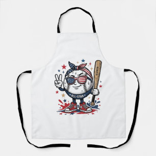 Ouderwetse Patriottische Honkbal Mascotte T-shirt  Schort
