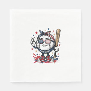 Ouderwetse Patriottische Honkbal Mascotte T-Shirt  Servet