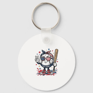 Ouderwetse Patriottische Honkbal Mascotte T-Shirt  Sleutelhanger