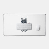 Ouderwetse Patriottische Husky Puppy Vector Design Bureaumat (Keyboard & Muis)