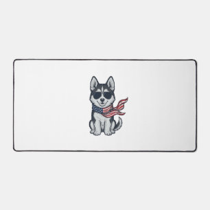 Ouderwetse Patriottische Husky Puppy Vector Design Bureaumat