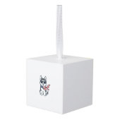 Ouderwetse Patriottische Husky Puppy Vector Design Decoratie (Achter hoekig)