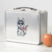 Ouderwetse Patriottische Husky Puppy Vector Ontwer (In situ)