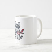 Ouderwetse Patriottische Husky Puppy Vector Ontwer Koffiemok (Voorkant rechts)