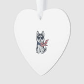 Ouderwetse Patriottische Husky Puppy Vector Ontwer Ornament (voorkant)