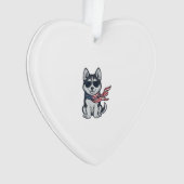 Ouderwetse Patriottische Husky Puppy Vector Ontwer Ornament (voorkant)