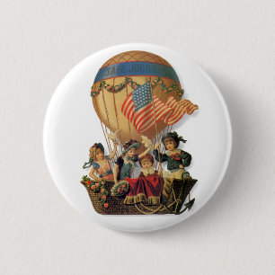 Ouderwetse Patriottische, Kinderen in een Heet Luc Ronde Button 5,7 Cm