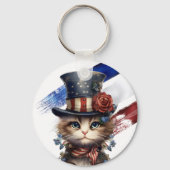 Ouderwetse Patriottische Kitten Sleutelhanger (Voorkant)