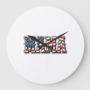 Ouderwetse Patriottische Mama Lettering T-shirt On Grote Klok