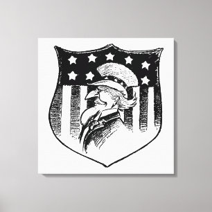 Ouderwetse Patriottische Oom Sam en Amerikaanse Vl Canvas Afdruk