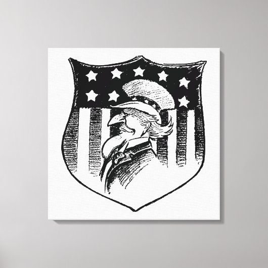 Ouderwetse Patriottische Oom Sam en Amerikaanse Vl Canvas Afdruk (Voorkant)