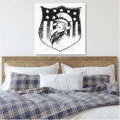 Ouderwetse Patriottische Oom Sam en Amerikaanse Vl Canvas Afdruk (Insitu (Slaapkamer))
