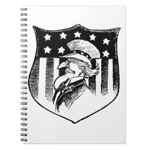 Ouderwetse Patriottische Oom Sam en Amerikaanse Vl Notitieboek