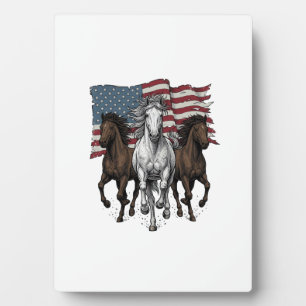 Ouderwetse Patriottische Rennende Paarden Vector D Fotoplaat