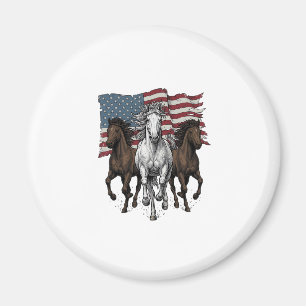 Ouderwetse Patriottische Rennende Paarden Vector D Magneet