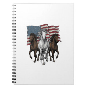 Ouderwetse Patriottische Rennende Paarden Vector D Notitieboek