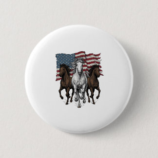 Ouderwetse Patriottische Rennende Paarden Vector D Ronde Button 5,7 Cm