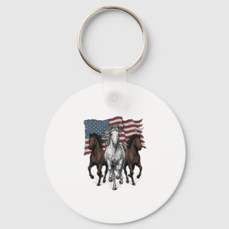 Ouderwetse Patriottische Rennende Paarden Vector D Sleutelhanger